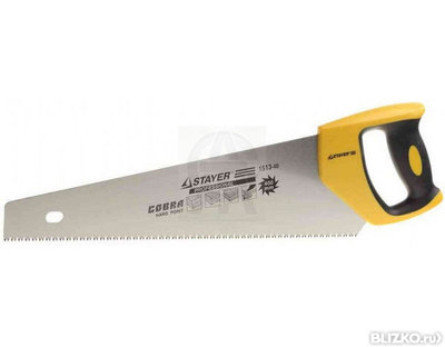 Ножовка Stayer "COBRA" по дереву, 2-комп.пласт. ручка, 3D-заточка, кален.зуб, 7 TPI (3,5мм), 500мм. ТЦ Евроремонт