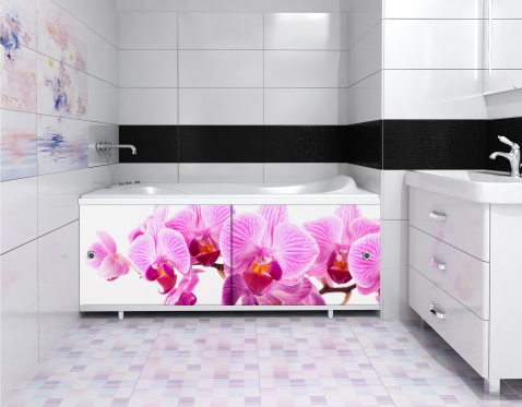 Экран д/ванны Ультра легкий АРТ Дикая орхидея 1,48м ТЦ Евроремонт