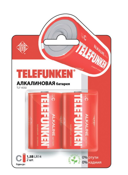 Батарейка телефункен тип C,2 шт на блистере(цена за штуку) ТЦ Евроремонт
