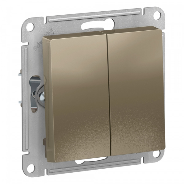 Schneider Electric ATLASDESIGN 2-клавишный ВЫКЛЮЧАТЕЛЬ с подсветкой,механизм, ШАМПАНЬ ТЦ Евроремонт