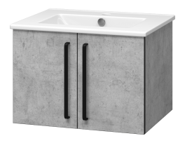 ROCK 60 Тумба прямая подвесная светло-серый + умывальник мебельный Sanita Quadro 60 ТЦ Евроремонт